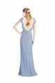 Open Back Dusty Blue A-Line V-Neck Long Floor Length Bridesmaid Dress Hobart