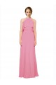 Low Back Skin Pink A-Line High Neck Long Bridesmaid Dress Hobart