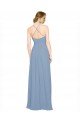 Open Back Dusty Blue A-Line High Neck Long Bridesmaid Dress / Evening Dress Hobart