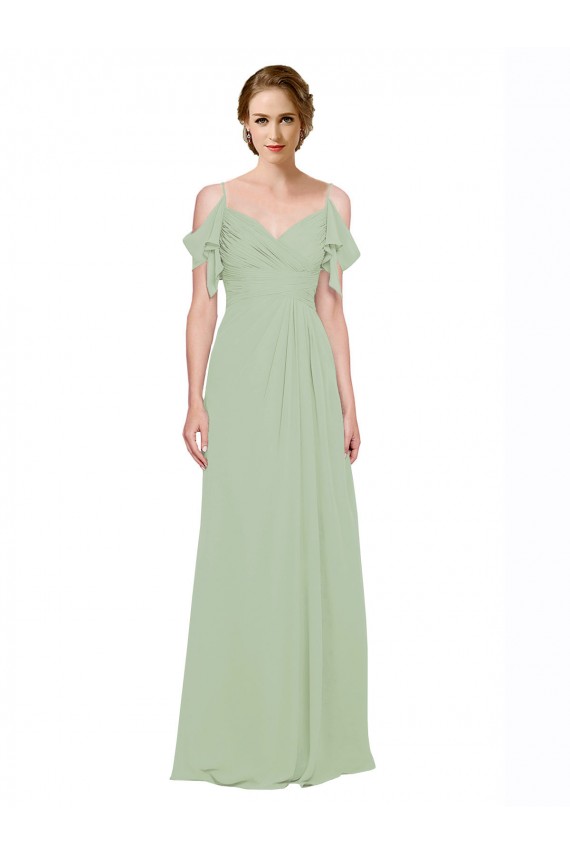 Low Back Smoke Green A-Line Sweetheart Long Bridesmaid Dress Hobart