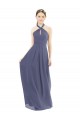 Low Back Silver Stone A-Line Halter Neck Long Bridesmaid Dress Hobart