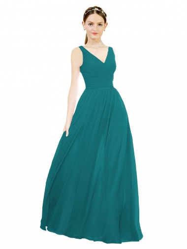Hunter A-Line V-Neck Long Bridesmaid Gowns Hobart