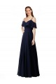 Dark Navy A-Line V-Neck Long Bridesmaid Dress Hobart