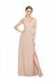 Pink A-Line V-Neck Sleeveless Long Bridesmaid Dress / Evening Dress Hobart