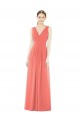 V-Back Coral A-Line V-Neck Long Bridesmaid Dress Hobart