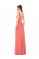 V-Back Coral A-Line V-Neck Long Bridesmaid Dress Hobart