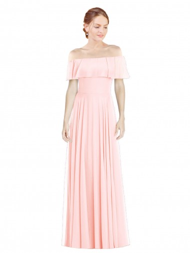 Pink A-Line Square Neck Long Formal Bridesmaid Dress Hobart