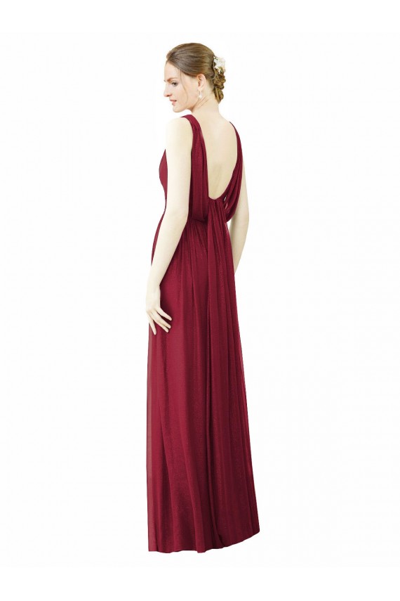 V-Back Burgundy A-Line V-Neck Long Bridesmaid Dress / Formal Dress Hobart