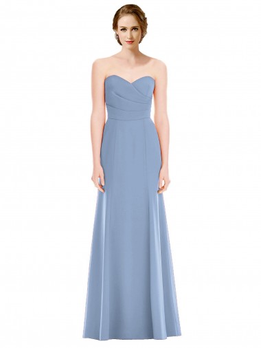 Dusty Blue Mermaid Strapless Long Bridesmaid Dress Hobart