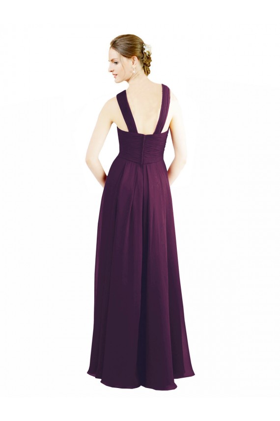 Grape A-Line Halter Neck Long Bridesmaid Dress Hobart