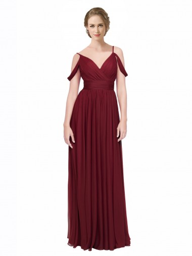 Low Back Burgundy A-Line Spaghetti Straps Long Bridesmaid Dress / Evening Dress Hobart