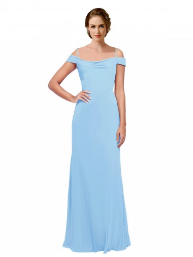 Periwinkle A-Line Spaghetti Straps Long Bridesmaid Dress Hobart