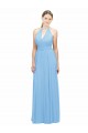 Low Back Periwinkle A-Line Halter Neck Long Bridesmaid Dress Hobart