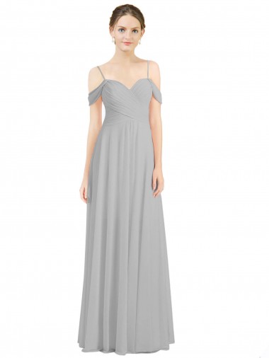 Low Back Silver A-Line Sweetheart Long Bridesmaid Dress Hobart