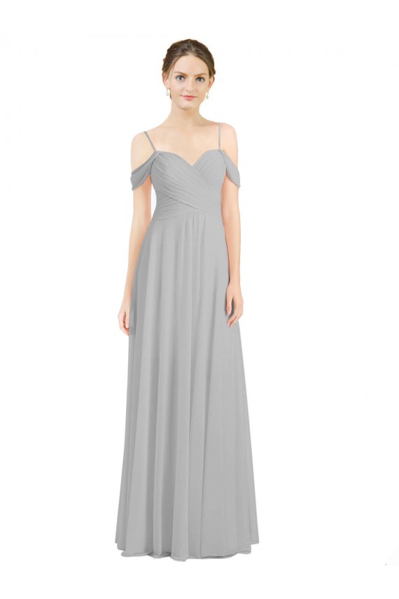Low Back Silver A-Line Sweetheart Long Bridesmaid Dress Hobart