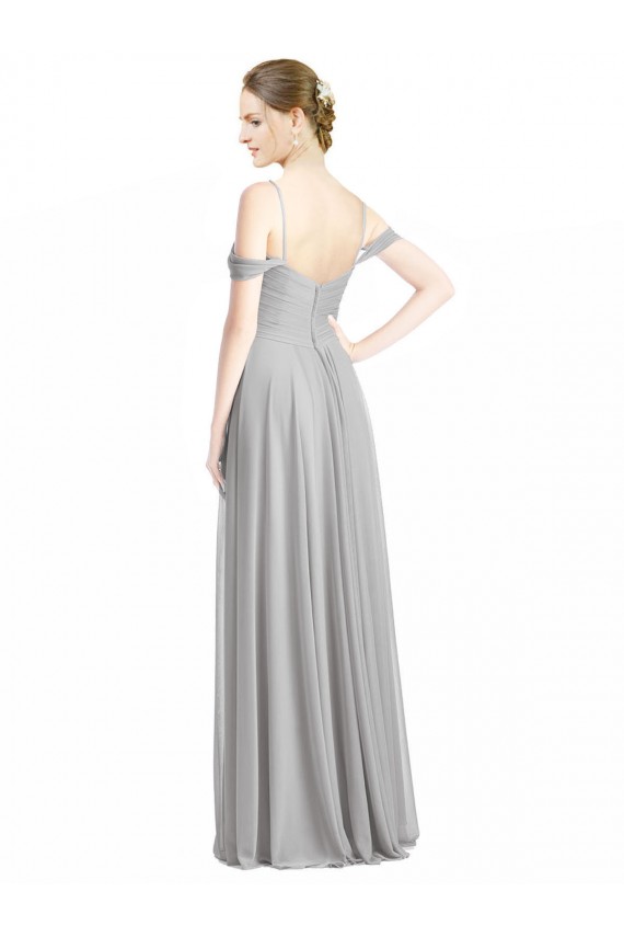 Low Back Silver A-Line Sweetheart Long Bridesmaid Dress Hobart
