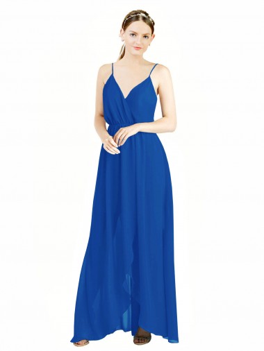 V-Back Royal Blue A-Line V-Neck Sleeveless Long Bridesmaid Dress Hobart