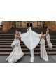 Low Back Champagne A-Line V-Neck Long Bridesmaid Dress Hobart