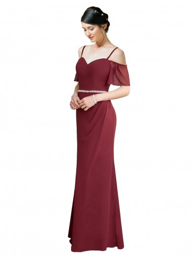Low Back Burgundy A-Line Sweetheart Long Bridesmaid Dress Hobart