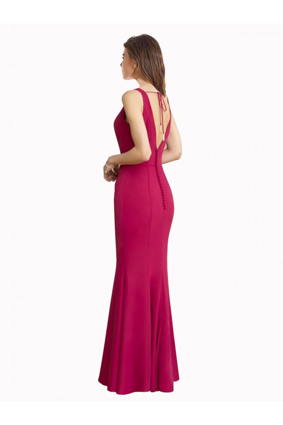 V-Back Red Mermaid High Neck Long Prom Dress / Bridesmaid Dress Hobart