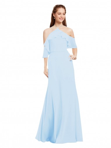 Light Sky Blue A-Line Halter Neck Long Formal Dress / Bridesmaid Dress Hobart