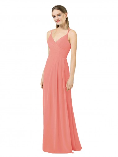 Keyhole Back Desert Rose Sheath V-Neck Long Bridesmaid Dress Hobart