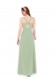 Keyhole Back Smoke Green Sheath V-Neck Long Bridesmaid Dress Hobart