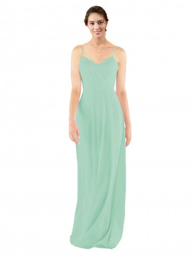 Keyhole Back Mint Green Sheath V-Neck Long Bridesmaid Dress Hobart