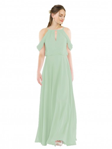 Sage Sheath Off the Shoulder Long Bridesmaid Dress Hobart