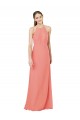 Keyhole Back Desert Rose Sheath Halter Neck Long Bridesmaid Dress Hobart