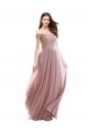 Pink A-Line Off the Shoulder Cap Sleeves Long Bridesmaid Dress Hobart