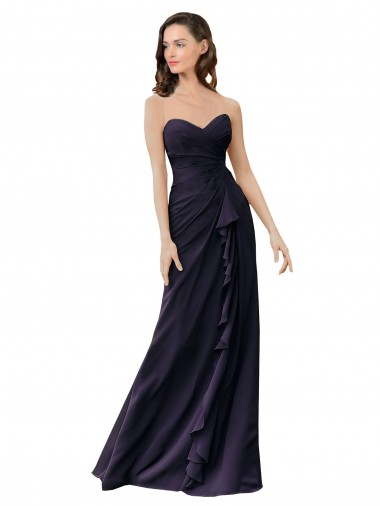 Dark Navy Sheath Sweetheart Long Bridesmaid Dress Hobart