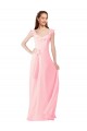 Pink A-Line V-Neck Long Bridesmaid Dress Hobart