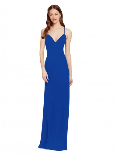 Keyhole Back Royal Blue A-Line V-Neck Long Bridesmaid Dress / Formal Dress Hobart