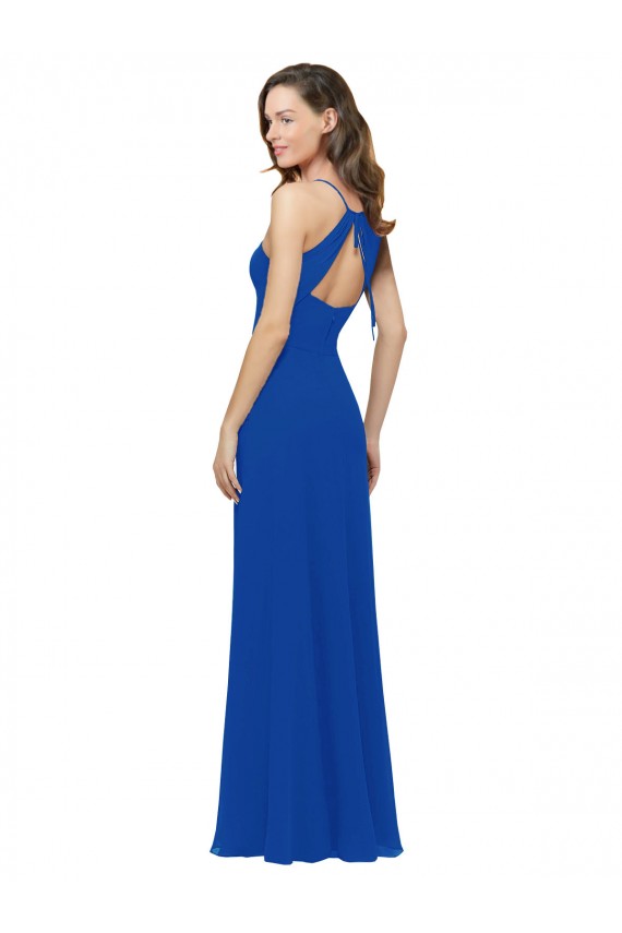 Keyhole Back Royal Blue A-Line V-Neck Long Bridesmaid Dress / Formal Dress Hobart
