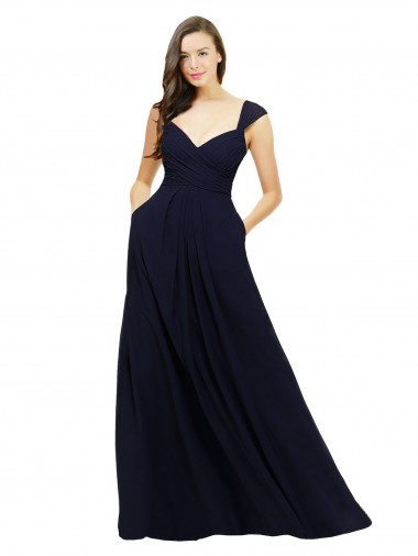 Dark Navy A-Line Sweetheart Long Bridesmaid Gowns Hobart