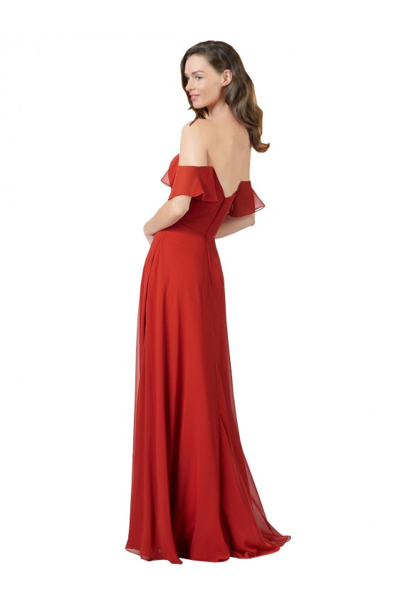 V-Back Red A-Line Strapless Long Bridesmaid Dress Hobart