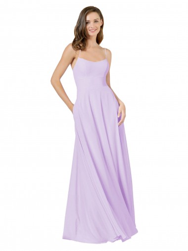 Lilac A-Line Square Neck Long Bridesmaid Gown Hobart