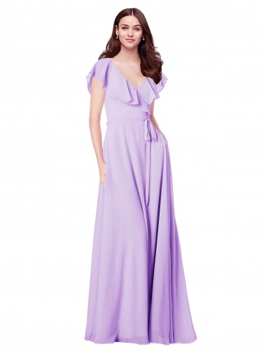 V-Back Lilac A-Line V-Neck Long Bridesmaid Dress / Formal Dress Hobart