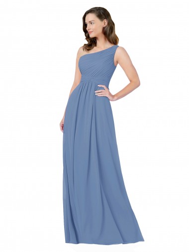 Windsor Blue Sheath One Shoulder Long Bridesmaid Dress Hobart