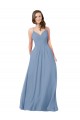 Open Back Dusty Blue A-Line V-Neck Long Bridesmaid Dress / Evening Dress Hobart