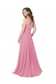 Keyhole Back Skin Pink A-Line Halter Neck Long Prom Dress / Bridesmaid Dress Hobart
