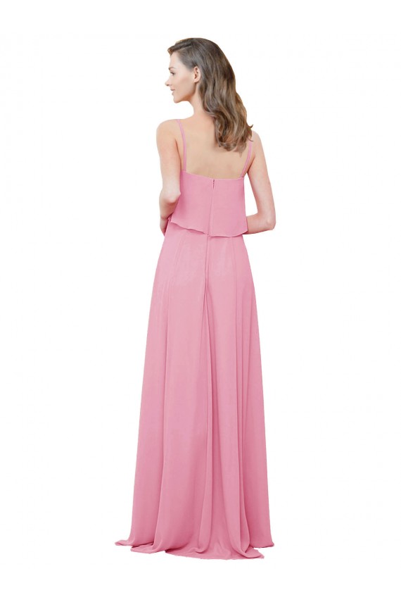 Skin Pink A-Line Spaghetti Straps Long Bridesmaid Dress Hobart