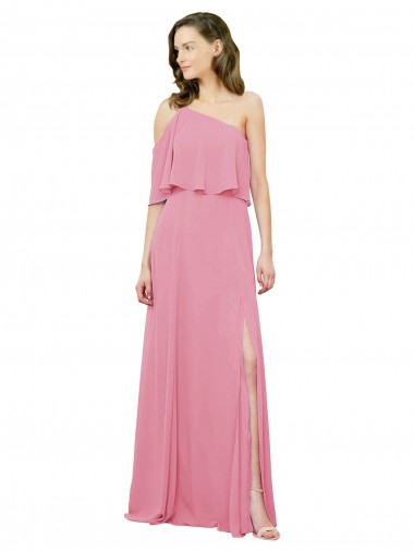 Skin Pink A-Line One Shoulder Long Bridal Party Dress Hobart