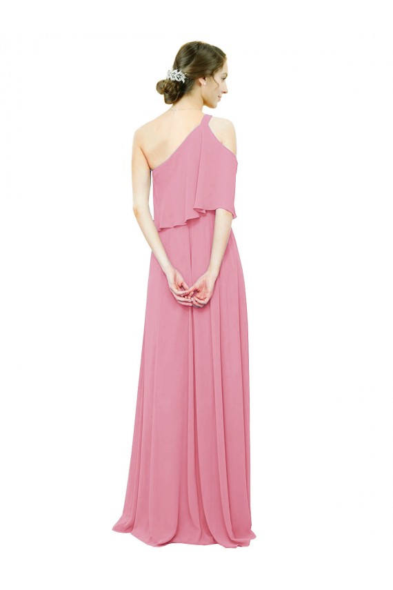 Skin Pink A-Line One Shoulder Long Bridal Party Dress Hobart