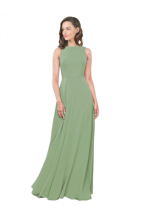 Seagrass A-Line High Neck Long Bridesmaid Dress Hobart