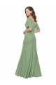 Seagrass A-Line V-Neck Long Bridesmaid Dress Hobart