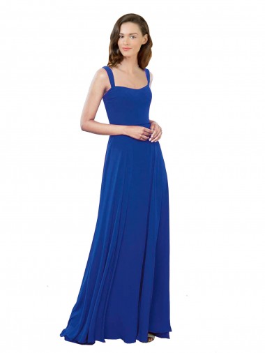 Royal Blue A-Line Square Neck Long Bridesmaid Dress Hobart
