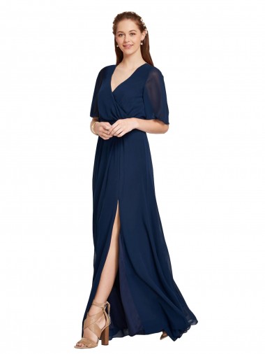 Dark Navy A-Line V-Neck Long Bridesmaid Dress / Formal Dress Hobart