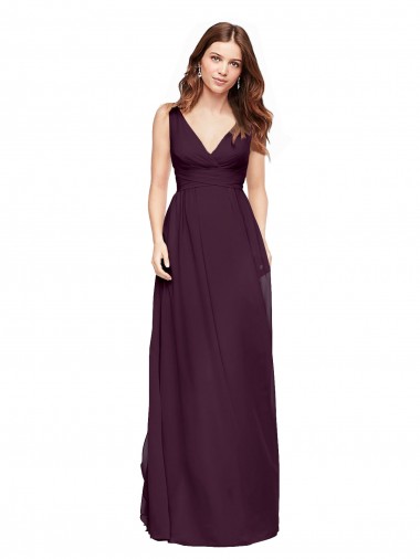 Grape A-Line V-Neck Long Evening Gowns / Bridesmaid Dresses Hobart